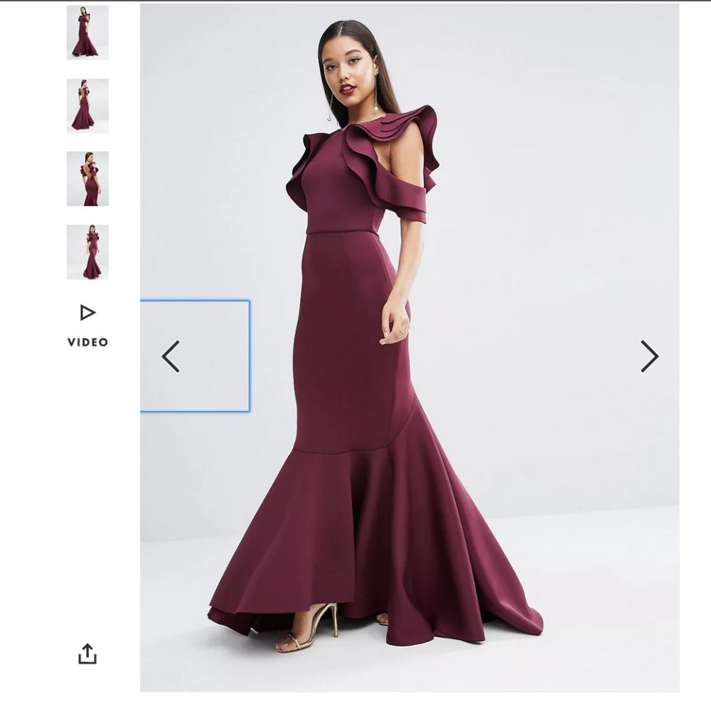 NWT ASOS ASOS RED CARPET Scuba Ruffle Fishtail Dress